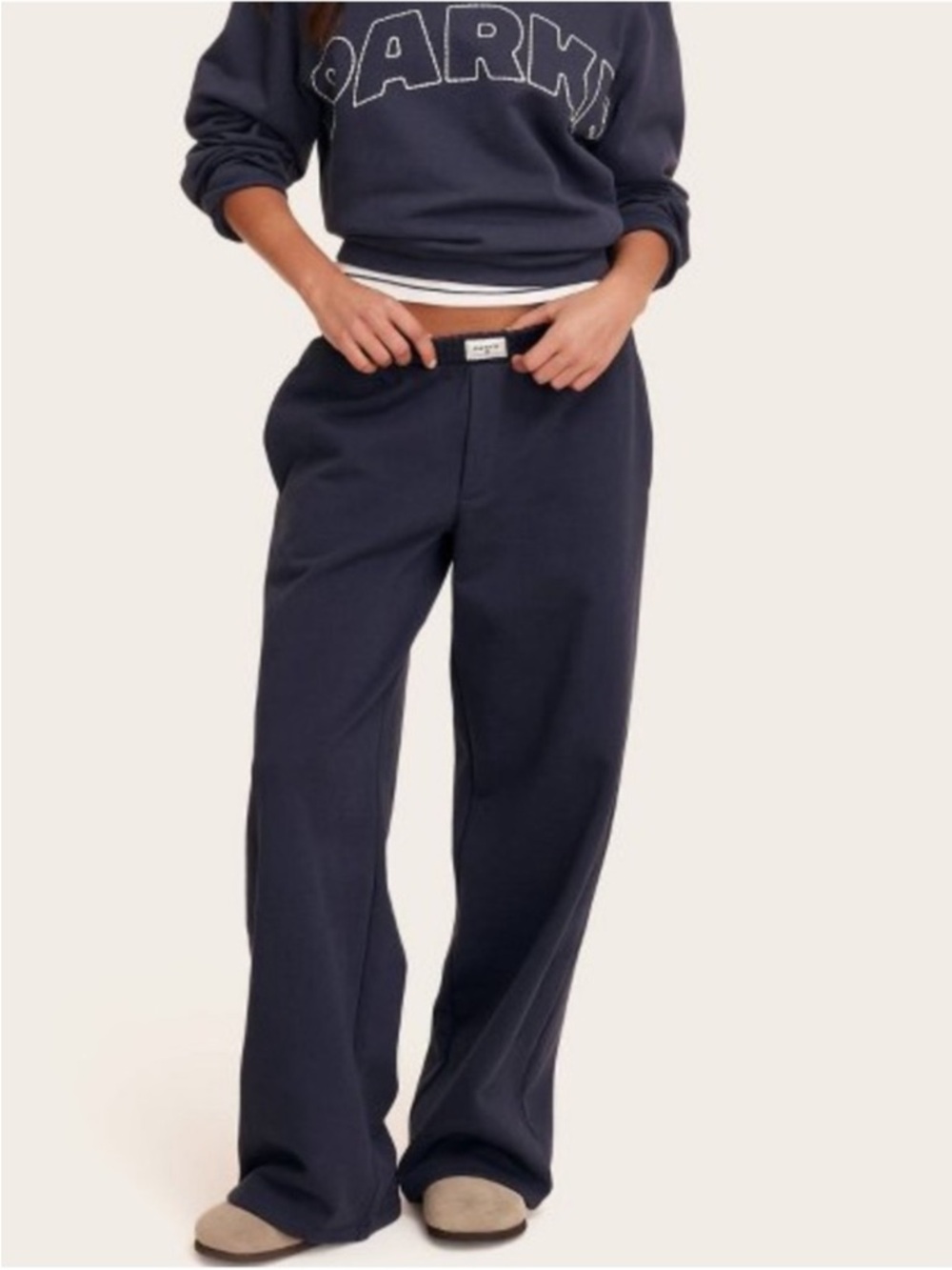 Women's High-Rise Boxer Sweatpants - Parke x Target Navy Blue M
